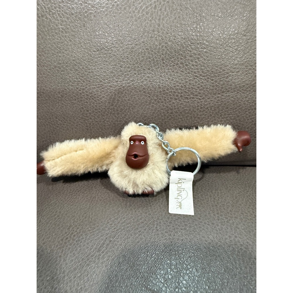 Kipling Derek Cream Fuzzy Monkey Keychain Plush Bag Charm Tagged